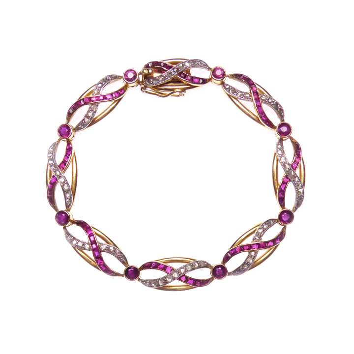 Early 20th century ruby, diamond and gold bracelet